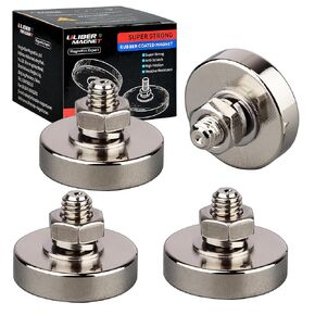 ULIBERMAGNET 4Pack Pot Magnets، مغناطيس دائري قوي من النيوديميوم مع خيط ذكر M8، تركيب مغناطيسي قوي قابل للإزالة للإضاءة والأدوات والمعدات مع الترباس