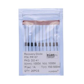 20PCS FR107 Fast Recovery Rectifier Diode 1A 1000V 150-500ns DO-41 (DO-204AL) Axial 1 Amp 1000 Volt