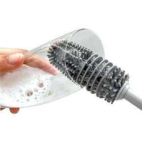 Silicone Bottle Cleaning Brush with Long Handle, Water Bottle Cleaner Brush for Baby Bottles, Vase, Sports Bottle, Glassware, Perfect for Smaller Diameter Bottle Openings (2PCS)