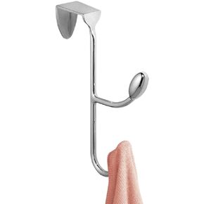 INTERDESIGN 76500 Over The Door Double Hook Rack, Chrome Finish