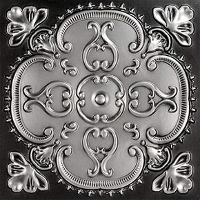 217 Alhambra PVC 2' x 2' Lay-in or Glue-up Ceiling Tile (Covers / 100 sq.ft), Silver, 25 Piece