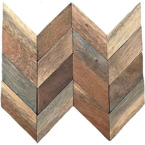 Ekena Millwork WPW12X12CVMENA Chevron Boat Wood Mosaic Wall Tile, 11 7/8"W x 11 7/8"H x 3/8"P, Natural Finish