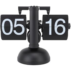 Retro Digital Flip Down Clock, Mechanical Auto Flip Desk Clock Large Number, 24 Hours Vintage Table Clock for Home Office Christmas Decor (All Black)