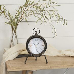 Deco 79 Metal Rectangular Clock with Tea Stained Clock Face, 10" x 3" x 8", Black