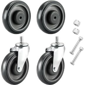 MYFULLY 5" Shopping Cart Caster Wheel Replacement Wheels Kit, Polyurethane Stepped and Full Tread Face Caster Wheels with Hardware, TPU Silent Supermarket Wheels for Supermarket, 4 Pack (Grey)