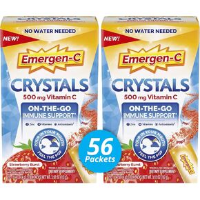 بلورات إيميرجين-سي، مكمل لدعم المناعة أثناء التنقل مع 500 مجم من فيتامين ج، وفيتامينات ب، والزنك والمنغنيز، وانفجار الفراولة، 28 عبوة لاصقة (عبوة من قطعتين) in Kuwait