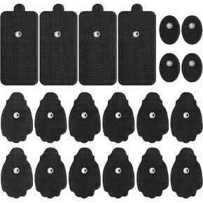 TENS Unit Replacement Pads, 20 PCS 3.5mm Snap Electrode Pads for Electrotherapy, Self-Adhesive Electrode Reuse More Than 30 Times (Black)