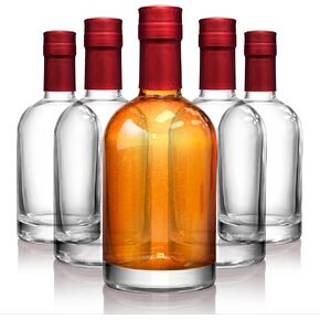 Stock Your Home Set of 6 Glass Whiskey Bottles with Corks, 375 mL Glass Bottles for Custom Infusions, 12 oz Empty Liquor Bottles for Alcohol, Limoncello, Coffee Syrups, Oil, and More