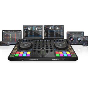 Reloop Mixon 8 Pro 4-Channel Professional Hybrid Sturdy Build DJ Controller for Serato DJ Pro and Algoriddim DJAY Pro AI with Real-Time Displays