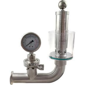 1.5" Tri Clover Compatible Spunding Valve with Tri Clamp Diaphragm Pressure Gauge, Adjustable Pressure Relief Valve 3psi-35psi, Bunging Device for Fermentation Under Pressure SS304 Stainless Steel
