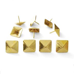 Square Upholstery Tacks Golden Color 14mm/0.55 Inch Wooden Furniture Decorative Tacks, Thumb Nails Home DIY Upholstery Nails (50, Golden)