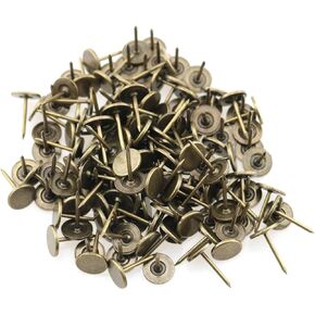100PCS Flat Circular Bubble Nails Antique Bronze Round Head Decorative Copper Nails for Home Upholstered Sofa Wall Paper Nails Extended Pushpins Thumbtacks for Furniture Decoration Interior