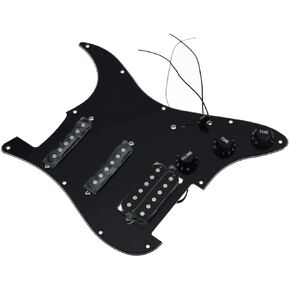 KAISH Prewired Loaded Strat HSS Pickguard for Squier or Import Stratocaster Black 3 Ply