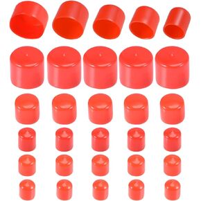 DMiotech 25 Pack 3/4" 7/8" 1" 1 1/2" 2" ID Red Screw Thread Protectors Rubber End Caps Bolt Covers for Screw Bolt Furniture Pipe