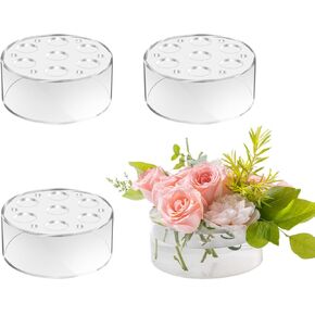4 Pcs Acrylic Flower Vase, Circular Watertight Clear Vase with 13 Holes for Dining Table Modern Flower Arrangement for Home Decor or Weddings