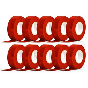 DYSMIO Electrical Tape Red Color - Professional Vinyl Waterproof Electrical Tape for Outdoor Use, Electric Repairs - Flame-Retardant & Weather-Proof - 7-mil Thick, 3/4" Wide, 60-ft Long - 10-Pack