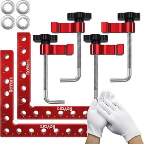 Update 90 Degree Positioning Squares Right Angle Clamps for Woodworking,2 Pack（5.5"*5.5"）Aluminium Alloy Corner Clamp Woodworking Carpenter Clamping Tool for Picture Frame Box Cabinets Drawers