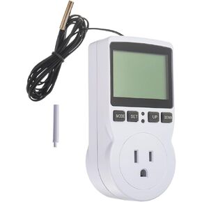 110V Backlit Digital Temperature Controller, LCD Screen Heating Cooling Thermostat Outlet Socket with Sensor Timer Regulator for Reptile Incubator Greenhouse Brewing Refrigerator