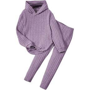Floerns Girl's 2 Piece Outfit Long Sleeve Hoodie Top and Leggings Pants Set