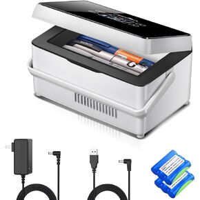 Portable medicine cooler keep cooling (35℉ ~ 46℉) with handle,insulin travel case, usb car cooler with LCD touch screen temperature display for home,office,travel,ship and car