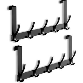 Towel Racks For Bathroom,Over Door Towel Rack with 5 Clothes Hooks for Hanging Clothes, Bathroom, Bedroom, Dorm Room Over The Door with Coat Rack for Hanging Clothes, Hang Clothes, Towels, Hats