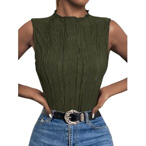 LILLUSORY Women's Mock Neck Business Casual Tank Tops Sleeveless Ruched Work Blouse Fitted 2024 Trendy Shirts
