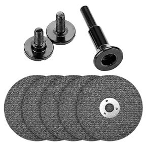5Pcs 3 inch Cut Off Wheels with 1/4 Stem Mounting Mandrel Kit for Die Grinder, 3/8" Arbor Hole Cutting Wheel for Metal & Stainless Steel Rotary Tool Drill Attachment Cutter Discs