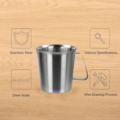 كوب قياس Heyiarbeit بمقبض 24 أونصة 304 كوب متدرج من الفولاذ المقاوم للصدأ 700 مل كوب قياس لمختبر المطبخ والمطاعم والحانات قطعة واحدة in Saudi Arabia