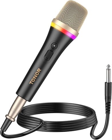 ميكروفون الكاريوكي الديناميكي TONOR RGB للغناء مع كابل 5M XLR، ميكروفون سلكي محمول باليد XLR، متوافق مع آلة الكاريوكي/مكبر الصوت/أمبير/خلاط لغناء الكاريوكي والكلام والأنشطة الخارجية in Kuwait