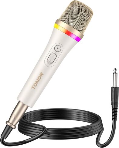 TONOR RGB Dynamic Karaoke Microphone for Singing with 5M XLR Cable, XLR Handheld Wired Microfono, Compatible with Karaoke Machine/Speaker/Amp/Mixer for Karaoke Singing, Speech, and Outdoor Activity in Saudi Arabia