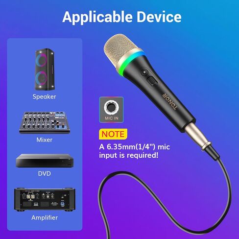 ميكروفون الكاريوكي الديناميكي TONOR RGB للغناء مع كابل 5M XLR، ميكروفون سلكي محمول باليد XLR، متوافق مع آلة الكاريوكي/مكبر الصوت/أمبير/خلاط لغناء الكاريوكي والكلام والأنشطة الخارجية in Kuwait