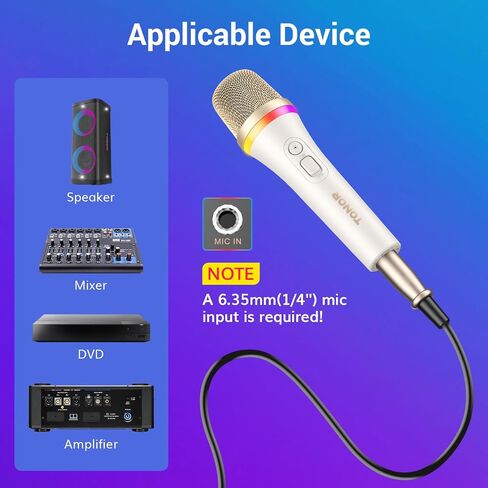 TONOR RGB Dynamic Karaoke Microphone for Singing with 5M XLR Cable, XLR Handheld Wired Microfono, Compatible with Karaoke Machine/Speaker/Amp/Mixer for Karaoke Singing, Speech, and Outdoor Activity in Saudi Arabia