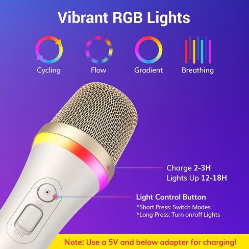 TONOR RGB Dynamic Karaoke Microphone for Singing with 5M XLR Cable, XLR Handheld Wired Microfono, Compatible with Karaoke Machine/Speaker/Amp/Mixer for Karaoke Singing, Speech, and Outdoor Activity in Saudi Arabia