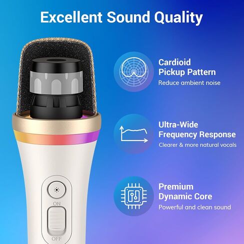 TONOR RGB Dynamic Karaoke Microphone for Singing with 5M XLR Cable, XLR Handheld Wired Microfono, Compatible with Karaoke Machine/Speaker/Amp/Mixer for Karaoke Singing, Speech, and Outdoor Activity in Saudi Arabia