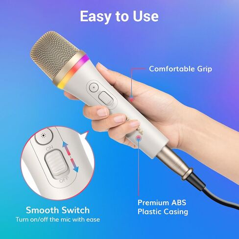 TONOR RGB Dynamic Karaoke Microphone for Singing with 5M XLR Cable, XLR Handheld Wired Microfono, Compatible with Karaoke Machine/Speaker/Amp/Mixer for Karaoke Singing, Speech, and Outdoor Activity in Saudi Arabia