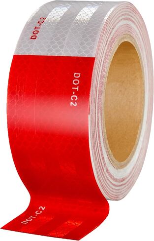 شريط عاكس DOT-C2، أشرطة عاكسة DOT مقاس 2 بوصة × 30 قدم شريط عاكس لاصق أحمر وأبيض مقاوم للماء لشاحنات السيارات المقطورة في الهواء الطلق in Saudi Arabia