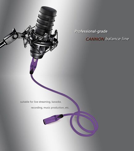 XLR to XLR Microphone Cable XLR Male to Female Mic Cable 3-Pin Balanced Shielded 27AWG OFC XLR Cable for Mic Mixer, Recording Studio, Podcast-Multi Colored, Zinc Alloy Connectors 1 Pack (Purple, 10FT) in Saudi Arabia