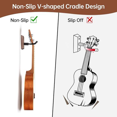 Ukulele Wall Mount Hanger, Black Walnut Hardwood Upgrade Ukulele Hanger Holder For Concert Pineapple Soprano Tenor Baritone Mandolin and Banjo, Ukulele Wall Hook Display For Home, Studio, Concert. in Kuwait