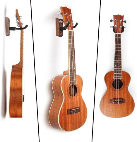 Ukulele Wall Mount Hanger, Black Walnut Hardwood Upgrade Ukulele Hanger Holder For Concert Pineapple Soprano Tenor Baritone Mandolin and Banjo, Ukulele Wall Hook Display For Home, Studio, Concert. in Kuwait