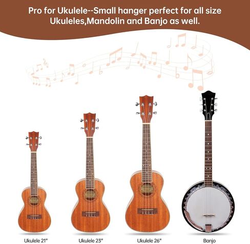 Ukulele Wall Mount Hanger, Black Walnut Hardwood Upgrade Ukulele Hanger Holder For Concert Pineapple Soprano Tenor Baritone Mandolin and Banjo, Ukulele Wall Hook Display For Home, Studio, Concert. in Kuwait