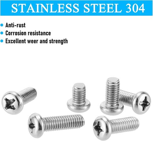 1040Pcs Nuts and Bolts Assortment Kit, M3/M4/M5/M6 304 Stainless Steel Metal Screws Kit, Phillips Drive Pan Head with Flat Washers Screw Assortment in Saudi Arabia