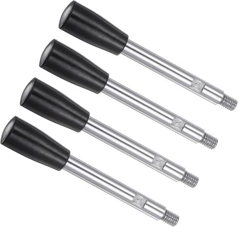 Revolving Crank Clamping Handle, M8 Male Thread 116mm Length, Chrome Plated Long Arm Handwheel Handle Knob Black - (Applications: for Lathe Machinery), 4-Pieces in Saudi Arabia