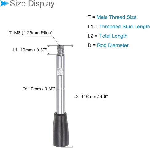 Revolving Crank Clamping Handle, M8 Male Thread 116mm Length, Chrome Plated Long Arm Handwheel Handle Knob Black - (Applications: for Lathe Machinery), 4-Pieces in Saudi Arabia