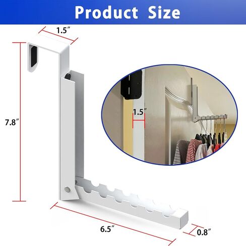1 Pcs Over The Door Hooks Hanger,Folding Over Door Clothes Drying Laundry Rack Hooks for Hanging Clothes,Over Door Towel Racks with 6 Groves,Hanger for Clothes,Coats,Towels for Bedroom Bathroom -White in Saudi Arabia