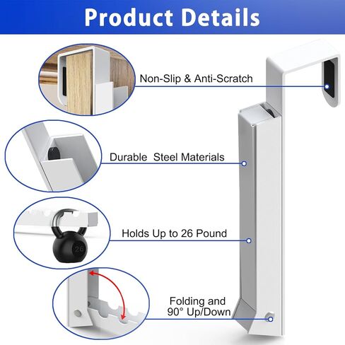 1 Pcs Over The Door Hooks Hanger,Folding Over Door Clothes Drying Laundry Rack Hooks for Hanging Clothes,Over Door Towel Racks with 6 Groves,Hanger for Clothes,Coats,Towels for Bedroom Bathroom -White in Saudi Arabia