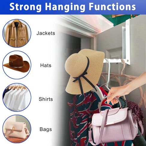 1 Pcs Over The Door Hooks Hanger,Folding Over Door Clothes Drying Laundry Rack Hooks for Hanging Clothes,Over Door Towel Racks with 6 Groves,Hanger for Clothes,Coats,Towels for Bedroom Bathroom -White in Saudi Arabia