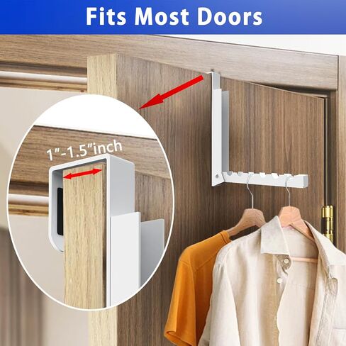1 Pcs Over The Door Hooks Hanger,Folding Over Door Clothes Drying Laundry Rack Hooks for Hanging Clothes,Over Door Towel Racks with 6 Groves,Hanger for Clothes,Coats,Towels for Bedroom Bathroom -White in Saudi Arabia