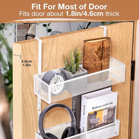 منظم خطافات فوق الباب، رف معطف مع 5 خطافات وسلتين شبكيتين، منظم تخزين خلف الباب للحمام وغرفة النوم والمطبخ والمكتب (أسود) in Kuwait