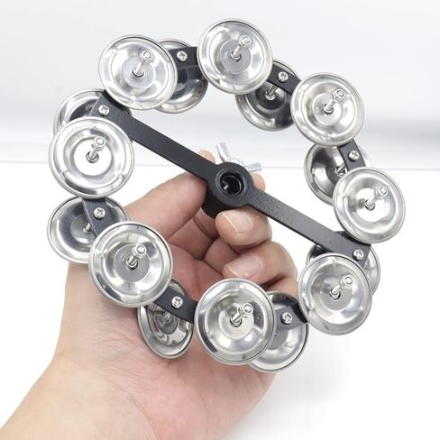 صف مزدوج من الصنج هيهات تامبورين، مجموعة طبلة قابلة للتركيب مع 8 نغمات فولاذية مزدوجة الصف، دف ذو قبعة عالية احترافية، حلقة قرع طبلة ملحقة من الصنج فضية in Kuwait