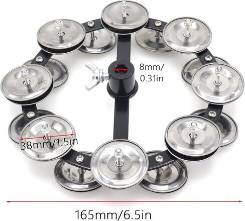 صف مزدوج من الصنج هيهات تامبورين، مجموعة طبلة قابلة للتركيب مع 8 نغمات فولاذية مزدوجة الصف، دف ذو قبعة عالية احترافية، حلقة قرع طبلة ملحقة من الصنج فضية in Kuwait